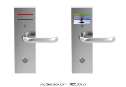 Keycard Electronic Locks Isolated On White