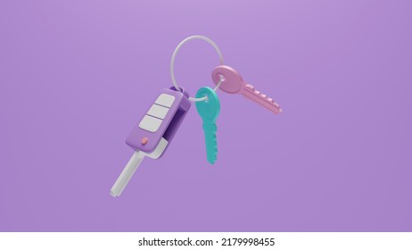 Keys. Car Key. Lock. 3d Illustration