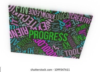 Keyword of Progress. Background abstract, geometric structure geometric business or finance, for design & graphic resource. Colorful 3D rendering.