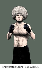 Khabib Abdulmanapovich Nurmagomedov.  Russian mixed martial artist of Avar descent who is the current UFC Lightweight Champion. Moscow, August,14,2018 