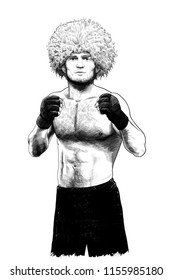Khabib Abdulmanapovich Nurmagomedov.  Russian mixed martial artist of Avar descent who is the current UFC Lightweight Champion. Moscow, August,14,2018 