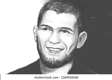 Khabib Abdulmanapovich Nurmagomedov.  Russian mixed martial artist of Avar descent who is the current UFC Lightweight Champion. Moscow, September,15,2018 
