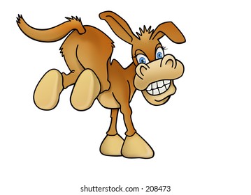 kicking donkey cartoon