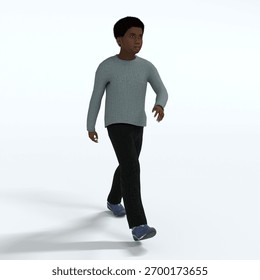 A Kid Walking 3D Model Render