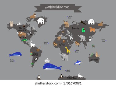 kids animal map, world map wallpaper