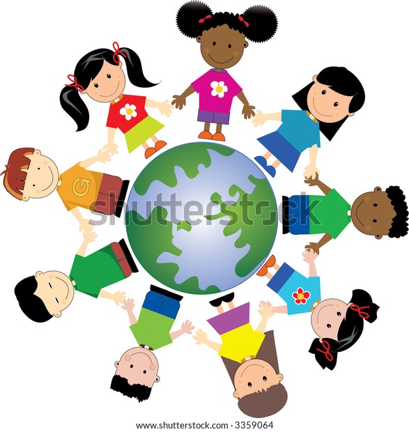 Kids Around Globe Stock Illustration 3359064