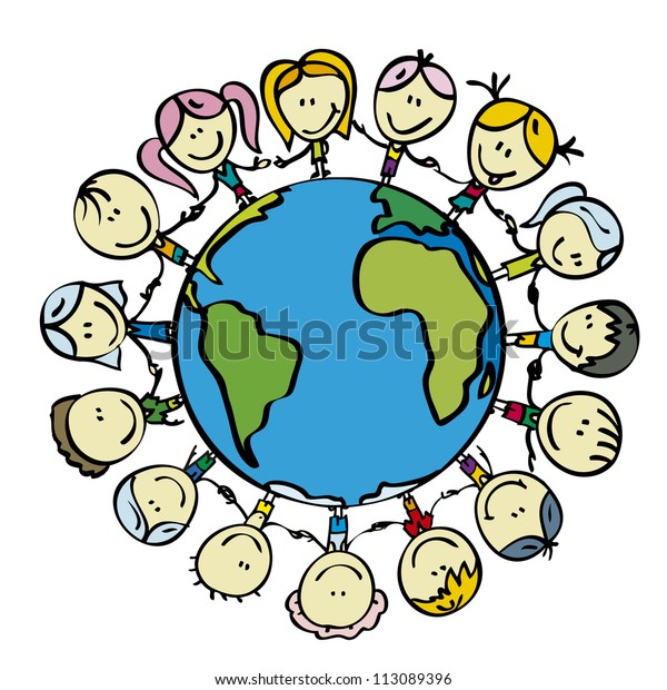 Kids Around World Save Planet Earth のイラスト素材