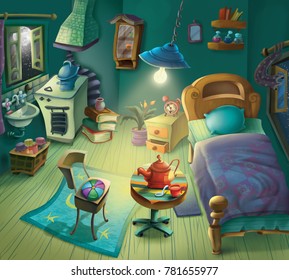 cartoon bedroom Images, Stock Photos & Vectors | Shutterstock