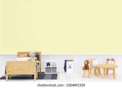 Kids Bedroom Wall Mockup, 3d Rendered Illustration With Customizable Background.
