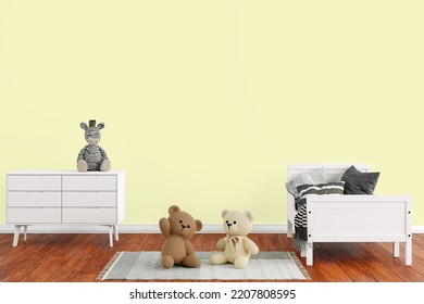 Kids Bedroom Wall Mockup, 3d Rendered Illustration With Customizable Background.