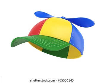 Kids Cap With Propeller, Colorful Hat, 3d Rendering