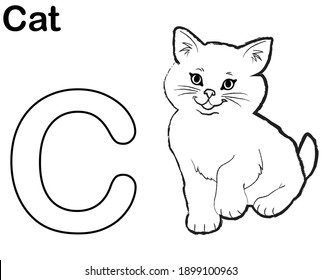 Kids Coloring Alphabet C Cat Stock Illustration 1899100963 | Shutterstock