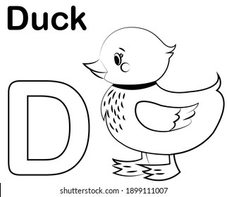 Kids Coloring Alphabet D Duck Stock Illustration 1899111007 | Shutterstock