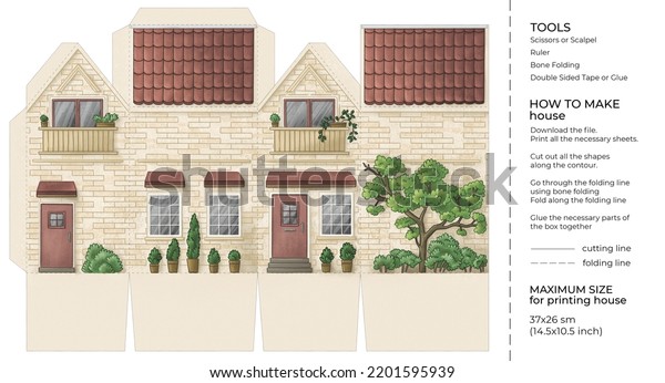 kids-craft-paper-house-cut-glue-stock-illustration-2201595939