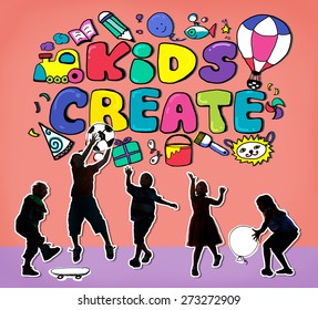 Kids Create Creativity Design Ideas Colorful Concept