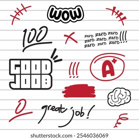 Kids doodle motivational sticker set. School reward, encouragement sign. - Powered by Shutterstock