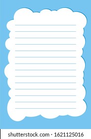 Kids Notebook Page Template Vector, Template Cover, Worksheet,  Notepaper.