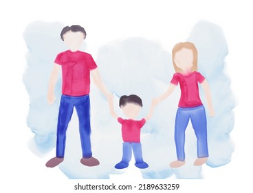 Kids Painting Family Portrait Watercolor