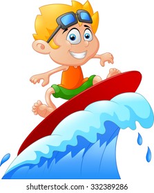 Kids Play Surfing On Surfboard Over Stock Illustration 332389286 ...