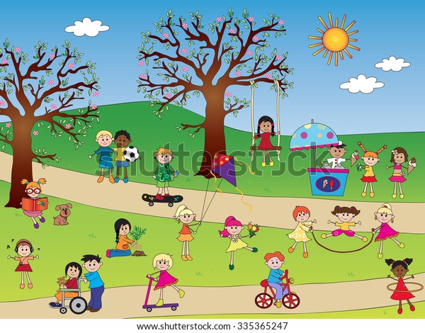 Kids Playing Park Stock Illustration 335365247 | Shutterstock