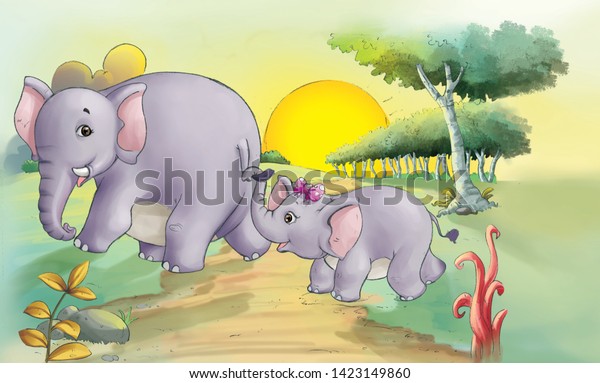 Kids Story Baby Elephant Illustration Stock Illustration 1423149860 