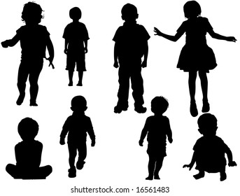 Silhouette Kids Stock Vector (Royalty Free) 79747213 | Shutterstock