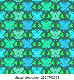 Kids wallpaper pattern with butterflies and hearts, seamless repeat pattern - Powered by Shutterstock