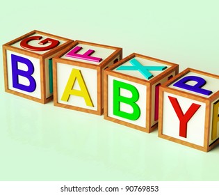 Kids Wooden Blocks Spelling Baby Symbol Stock Illustration 90769853 ...