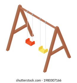 Kids Wooden Garden Swing Set Childrens Double Swing