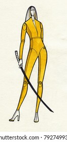 Kill Bill Woman Yellow Soldier Sketch