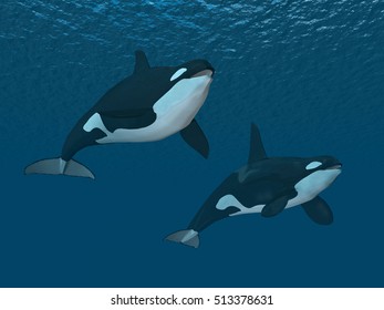 Killer Whales Computer Generated 3d Illustration Stock Illustration ...