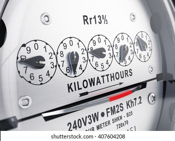 Kilowatt Hour Electric Meter, Power Supply Meter. 3d Rendering