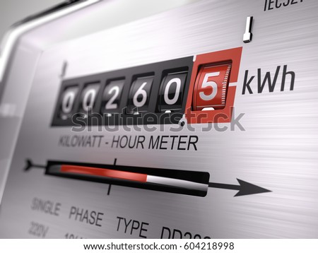 Kilowatt hour electric meter, power supply meter - closeup view. 3d rendering. ストックフォト © 