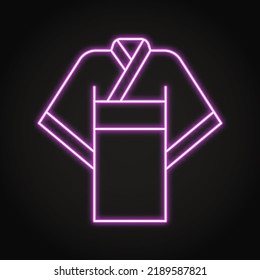 Kimono Neon Icon In Line Style. Japanese Traditional Clothing Symbol.