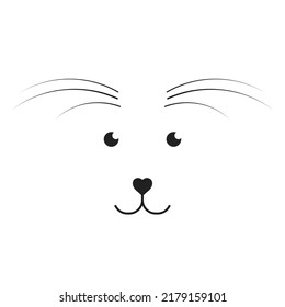 Kind Dog With Long Eyelashes. Animal Face, Cute Kawaii Avatar, Mascot Icon. Flat Illustration Isolated On White Background.