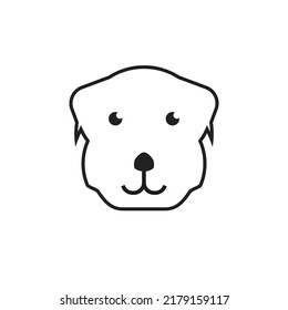 Kind Dog Smiling Animal Face, Cute Kawaii Avatar, Mascot Icon. Flat Illustration Isolated On White Background.