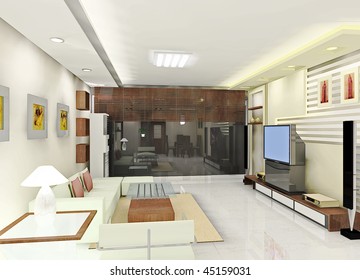 3d Illustration Optical Illusion Interior Design Stock Illustration ...