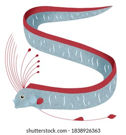 King Of Herrings, Giant Oarfish Fish Illustration