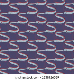 King Of Herrings, Giant Oarfish Fish Repeating Pattern Illustration