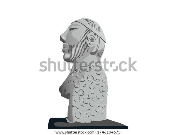 King Priest Statue Illustration Indus Civilization Stock Illustration