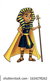 King Tut Cartoon Illustrations For Children 