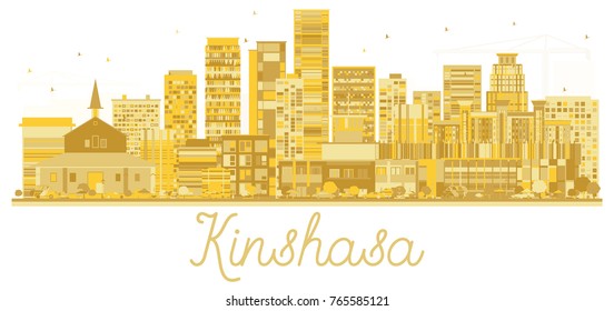 Kinshasa Congo City Skyline Golden Silhouette. Business Travel Concept. Cityscape With Landmarks.