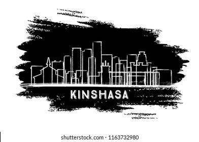 Kinshasa Congo City Skyline Silhouette. Hand Drawn Sketch. Business Travel And Tourism Concept With Modern Architecture. Kinshasa Cityscape With Landmarks.