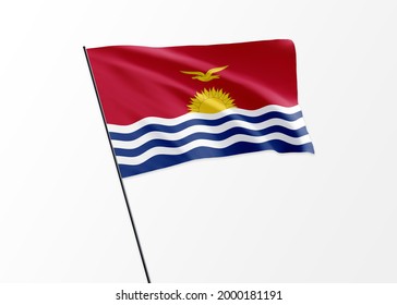 Kiribati flag flying high in the isolated background Kiribati independence day - Powered by Shutterstock