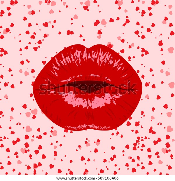 Kiss Art Lips Pop Art Womenkissmouth Stock Illustration 589108406