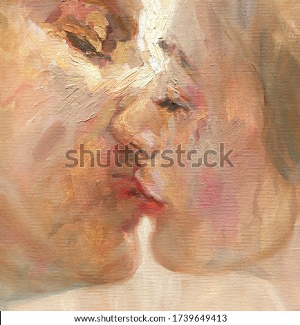kiss. lovers. abstract oil painting

