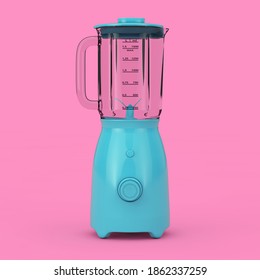 Kitchen Appliance Concept  Modern Electric Blue Blender Mock Up in Duotone Style pink background  3d Rendering