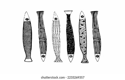 Kitchen carpet rug pattern digital print rustic bohemian fishes fish pattern