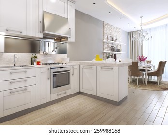 Kitchen Diner In Neoclassical Style, 3d Images