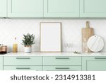 Kitchen frame mockup, 3d rendering
